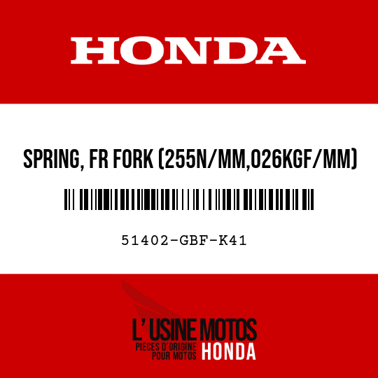 image de 51402-GBF-K41 SPRING, FR FORK (255N/MM,026KGF/MM)