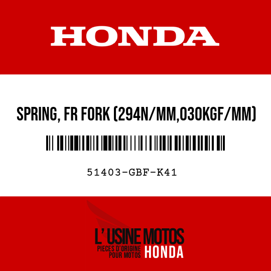 image de 51403-GBF-K41 SPRING, FR FORK (294N/MM,030KGF/MM)