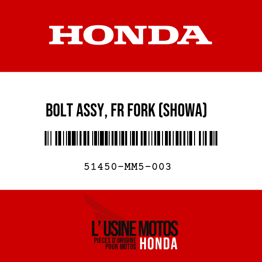 image de 51450-MM5-003 BOLT ASSY, FR FORK (SHOWA)