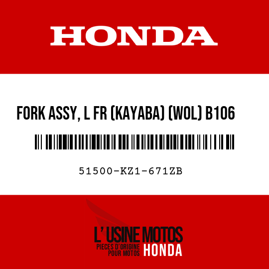image de 51500-KZ1-671ZB FORK ASSY, L FR (KAYABA) (WOL) B106  (B106 CAPRI BLUE)