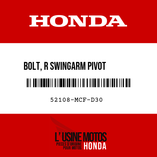 image de 52108-MCF-D30 BOLT, R SWINGARM PIVOT       ADJUSTING
