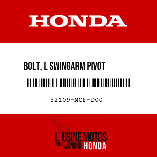 image de 52109-MCF-D00 BOLT, L SWINGARM PIVOT       ADJUSTING