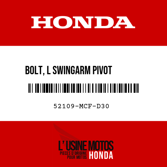 image de 52109-MCF-D30 BOLT, L SWINGARM PIVOT       ADJUSTING