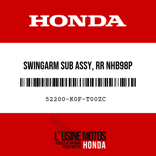 image de 52200-K0F-T00ZC SWINGARM SUB ASSY, RR NHB98P (NHB98P PEARL SHINING BLACK)
