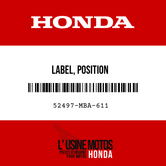 image de 52497-MBA-611 LABEL, POSITION