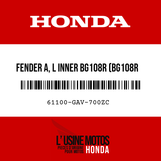 image de 61100-GAV-700ZC FENDER A, L INNER BG108R (BG108R GALIL-GRUEN)