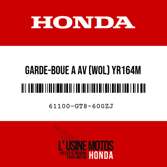 image de 61100-GT8-600ZJ GARDE-BOUE A AV (WOL) YR164M