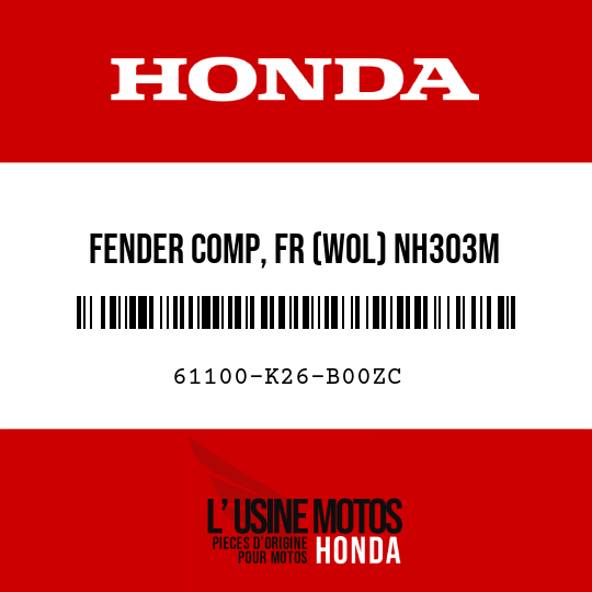 image de 61100-K26-B00ZC FENDER COMP, FR (WOL) NH303M (NH303M MAT AXIS GRAY METALLIC)