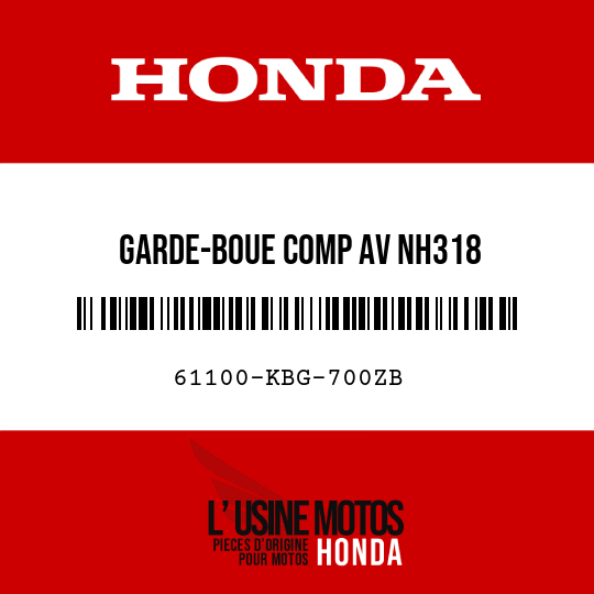 image de 61100-KBG-700ZB GARDE-BOUE COMP AV NH318 