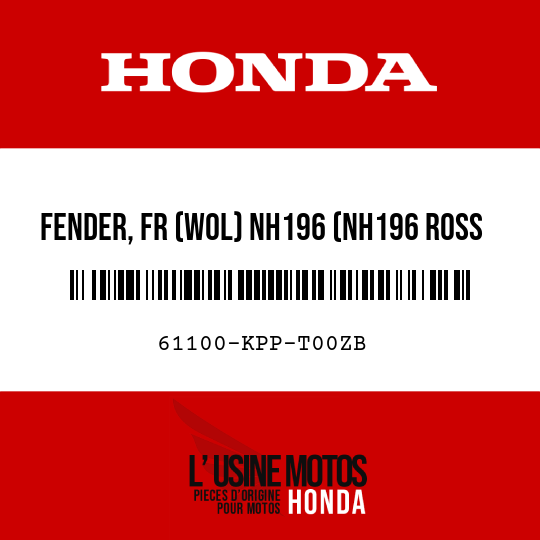 image de 61100-KPP-T00ZB FENDER, FR (WOL) NH196 (NH196 ROSS WHITE)