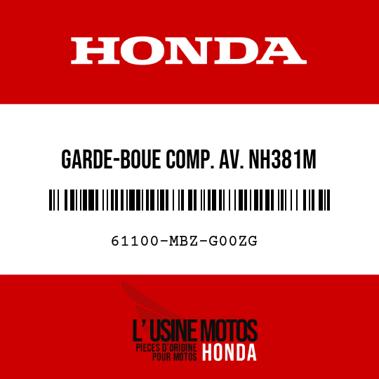 image de 61100-MBZ-G00ZG GARDE-BOUE COMP. AV. NH381M 