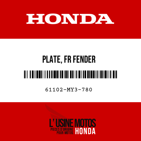 image de 61102-MY3-780 PLATE, FR FENDER
