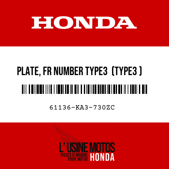 image de 61136-KA3-730ZC PLATE, FR NUMBER TYPE3  (TYPE3 )