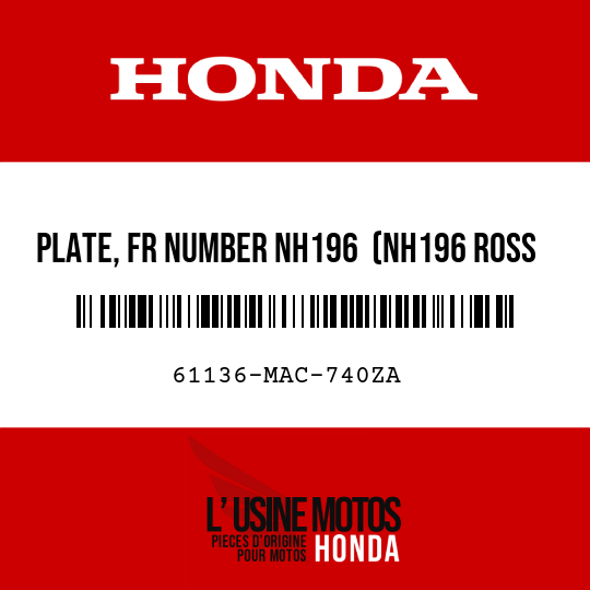 image de 61136-MAC-740ZA PLATE, FR NUMBER NH196  (NH196 ROSS WHITE)