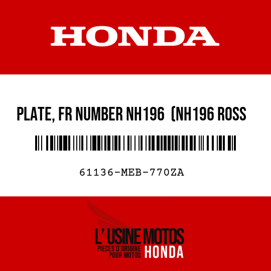 image de 61136-MEB-770ZA PLATE, FR NUMBER NH196  (NH196 ROSS WHITE)