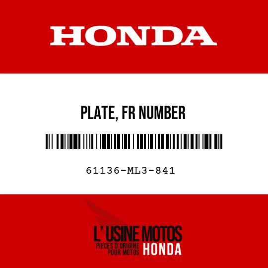 image de 61136-ML3-841 PLATE, FR NUMBER