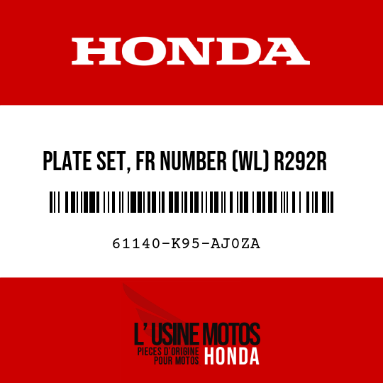 image de 61140-K95-AJ0ZA PLATE SET, FR NUMBER (WL) R292R (R292R EXTREME RED)