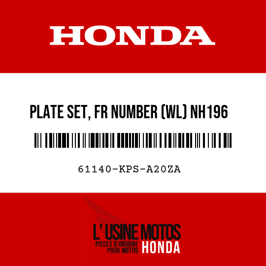image de 61140-KPS-A20ZA PLATE SET, FR NUMBER (WL) NH196 (NH196 ROSS WHITE)