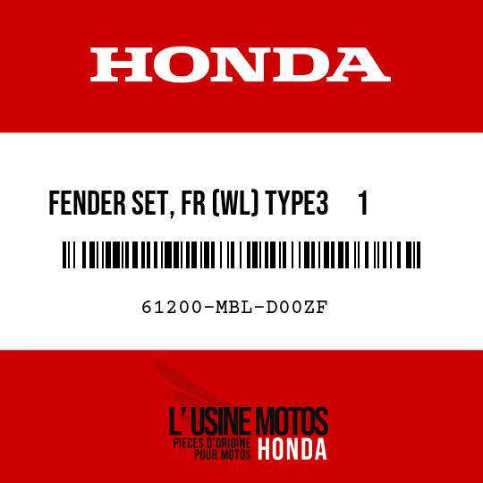 image de 61200-MBL-D00ZF FENDER SET, FR (WL) TYPE3     1  (TYPE3     1 )