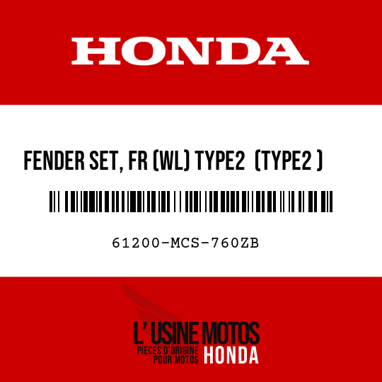 image de 61200-MCS-760ZB FENDER SET, FR (WL) TYPE2  (TYPE2 )