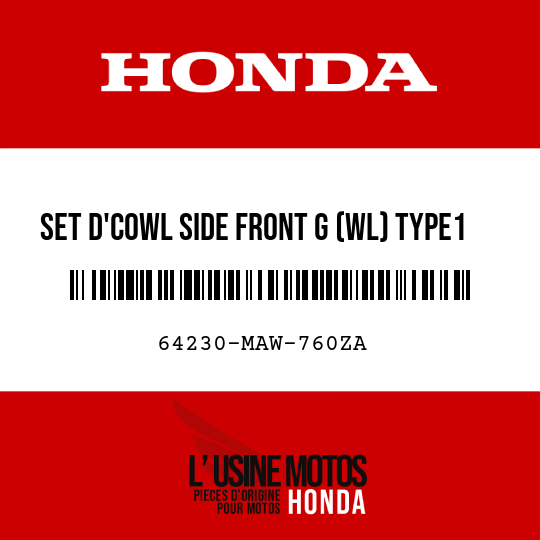 image de 64230-MAW-760ZA SET D'COWL SIDE FRONT G (WL) TYPE1