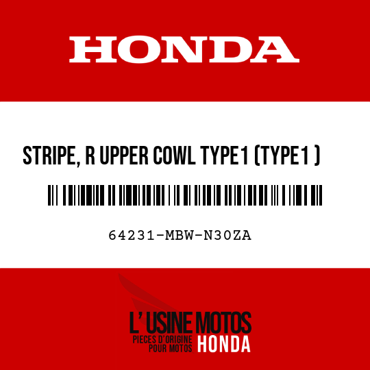 image de 64231-MBW-N30ZA STRIPE, R UPPER COWL TYPE1 (TYPE1 )