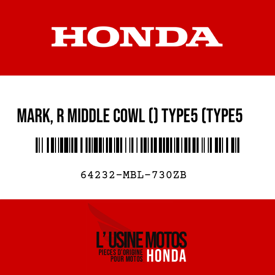 image de 64232-MBL-730ZB MARK, R MIDDLE COWL () TYPE5 (TYPE5 )