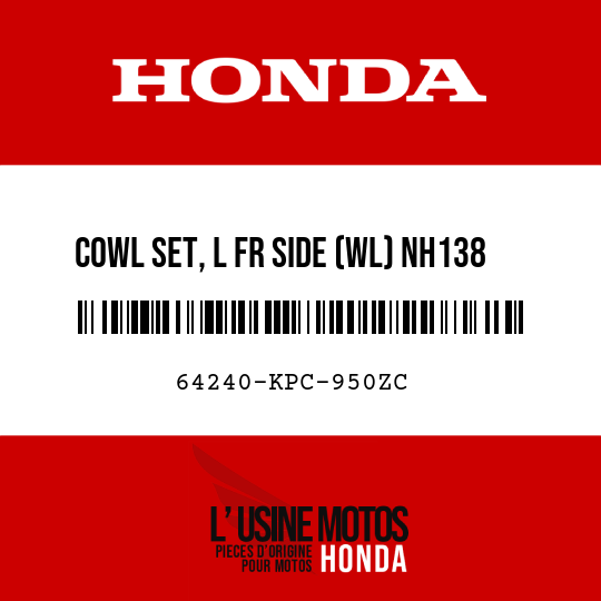 image de 64240-KPC-950ZC COWL SET, L FR SIDE (WL) NH138 (NH138 SHASTA WHITE)