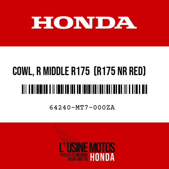 image de 64240-MT7-000ZA COWL, R MIDDLE R175  (R175 NR RED)