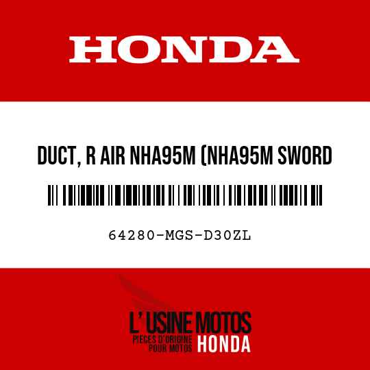 image de 64280-MGS-D30ZL DUCT, R AIR NHA95M (NHA95M SWORD SILVER METALLIC)