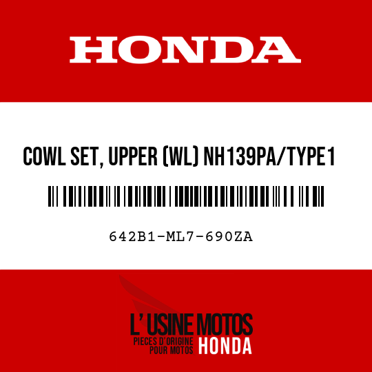 image de 642B1-ML7-690ZA COWL SET, UPPER (WL) NH139PA/TYPE1  (NH139PA/TYPE1 PEARL CRESCENT WHITE-A/TYPE1)