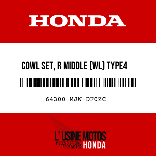 image de 64300-MJW-DF0ZC COWL SET, R MIDDLE (WL) TYPE4 (TYPE4 )