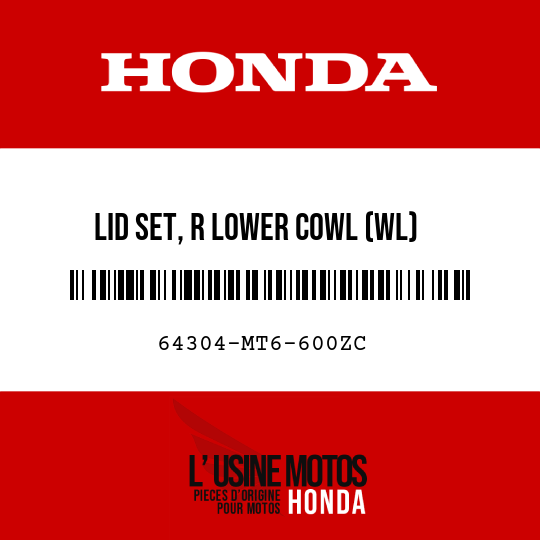 image de 64304-MT6-600ZC LID SET, R LOWER COWL (WL) R134/PB190/3  (R134/PB190/3 FIGHTING RED/TERRA BLUE/TYPE3)