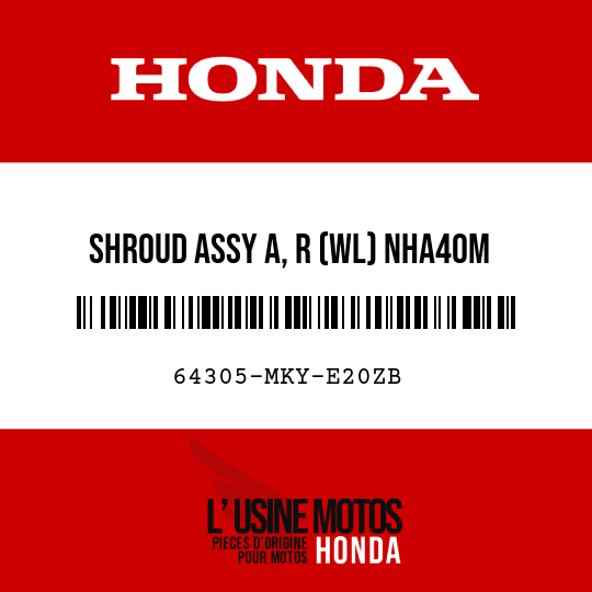 image de 64305-MKY-E20ZB SHROUD ASSY A, R (WL) NHA40M (NHA40M MAT CRYPTON SILVER METALLIC)