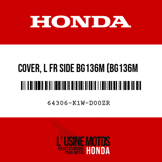 image de 64306-K1W-D00ZR COVER, L FR SIDE BG136M (BG136M ZEFIRO BLUE METALLIC)