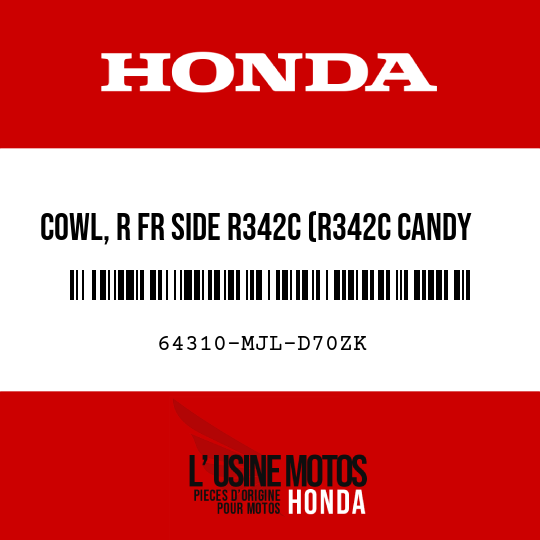 image de 64310-MJL-D70ZK COWL, R FR SIDE R342C (R342C CANDY PROMINENCE RED)