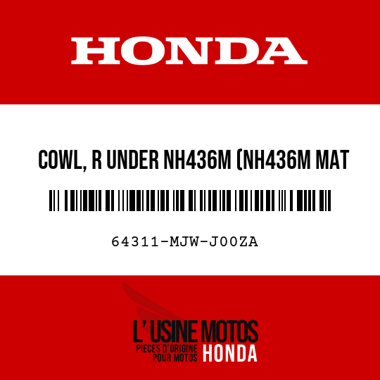 image de 64311-MJW-J00ZA COWL, R UNDER NH436M (NH436M MAT GUNPOWDER BLACK METALLIC)