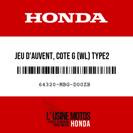 image de 64320-MBG-D00ZB JEU D'AUVENT, COTE G (WL) TYPE2 