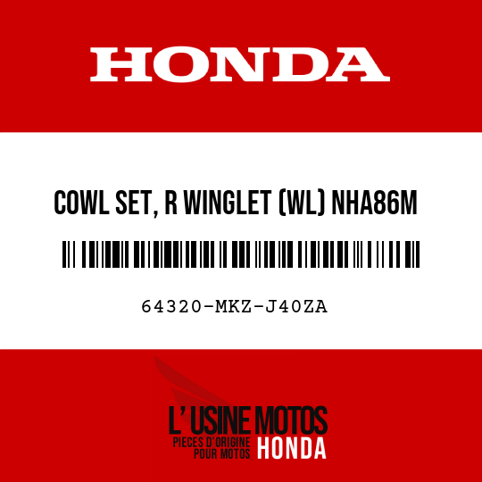 image de 64320-MKZ-J40ZA COWL SET, R WINGLET (WL) NHA86M (NHA86M MAT BALLISTIC BLACK METALLIC)