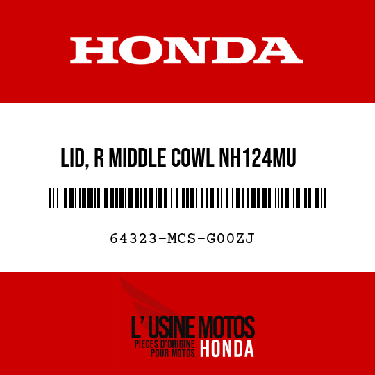 image de 64323-MCS-G00ZJ LID, R MIDDLE COWL NH124MU  (NH124MU ACHILLES BLACK METALLIC-U)
