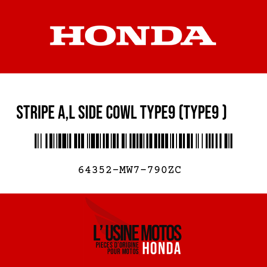 image de 64352-MW7-790ZC STRIPE A,L SIDE COWL TYPE9 (TYPE9 )