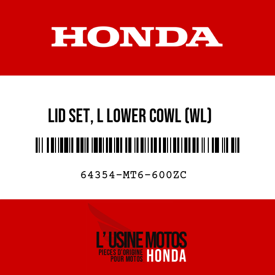 image de 64354-MT6-600ZC LID SET, L LOWER COWL (WL) R134/PB190/3  (R134/PB190/3 FIGHTING RED/TERRA BLUE/TYPE3)