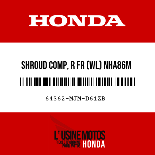 image de 64362-MJM-D61ZB SHROUD COMP, R FR (WL) NHA86M (NHA86M MAT BALLISTIC BLACK METALLIC)