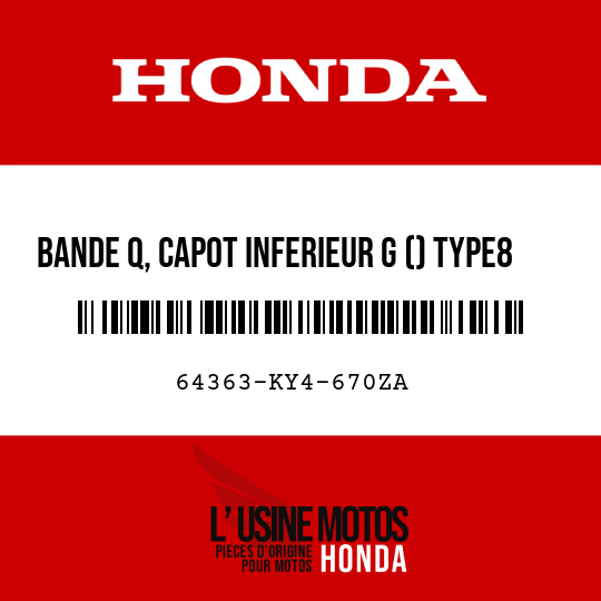 image de 64363-KY4-670ZA BANDE Q, CAPOT INFERIEUR G () TYPE8