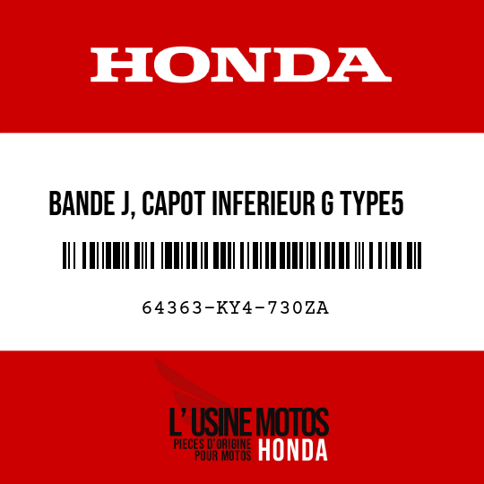 image de 64363-KY4-730ZA BANDE J, CAPOT INFERIEUR G TYPE5 