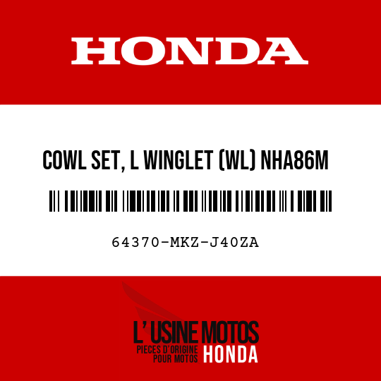 image de 64370-MKZ-J40ZA COWL SET, L WINGLET (WL) NHA86M (NHA86M MAT BALLISTIC BLACK METALLIC)