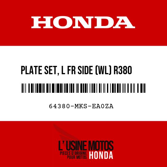 image de 64380-MKS-EA0ZA PLATE SET, L FR SIDE (WL) R380 (R380 GRAND PRIX RED)