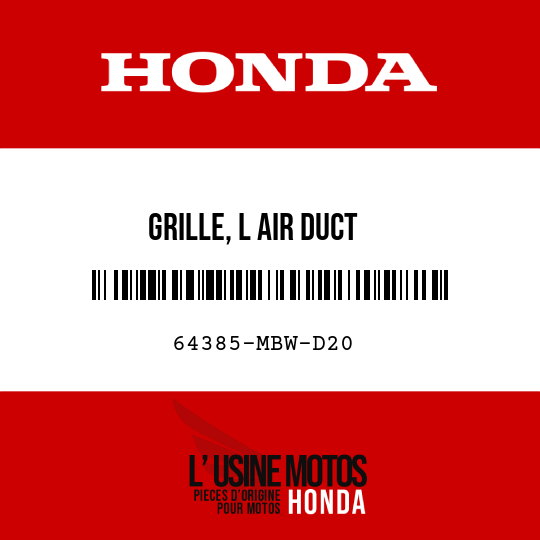 image de 64385-MBW-D20 GRILLE, L AIR DUCT