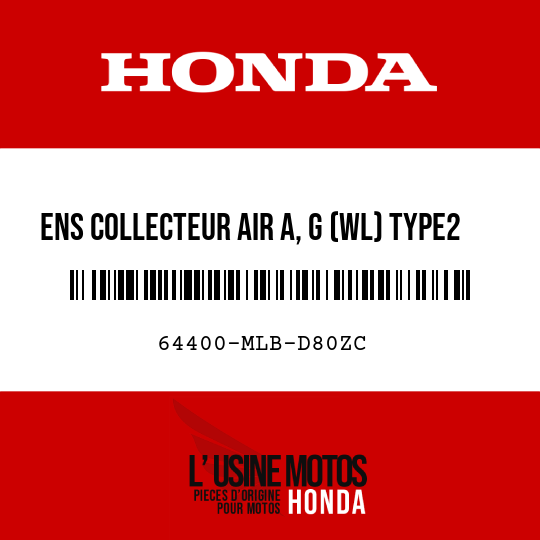 image de 64400-MLB-D80ZC ENS COLLECTEUR AIR A, G (WL) TYPE2