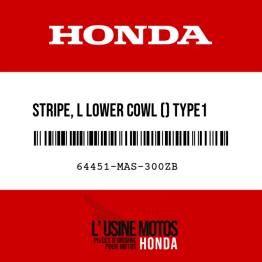 image de 64451-MAS-300ZB STRIPE, L LOWER COWL () TYPE1  (TYPE1 )